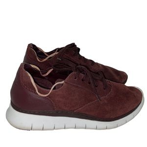 Vionic Womens Size 6 Wide Taylor Suede Low Lace Up Sneakers Red Walking Shoes